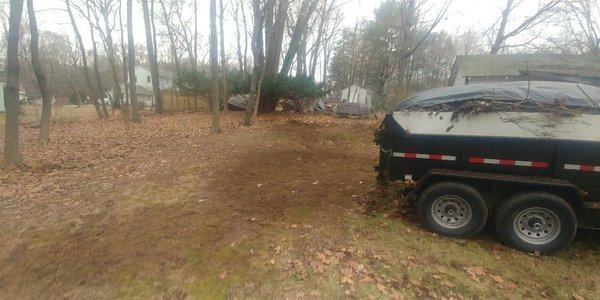 Yard debris being hauled away