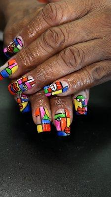 Nail art on acrylic nails