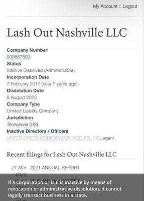 There is no active LLC. If a corporation or LLC is inactive, it cannot legally transact business.