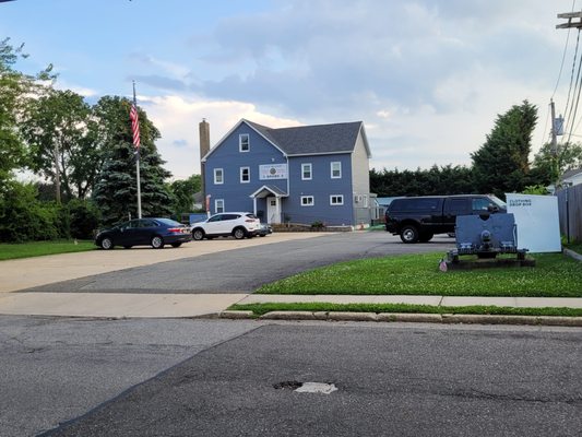 Our CURB VIEW, We are in a residential area, but we have space for all, great back patio are covered, and plenty of lawn to walk about