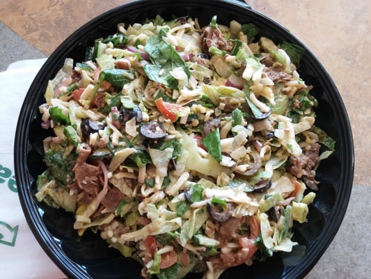 Chopped salad with steak and chipotle southwest dressing