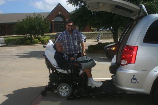 In a powerchair, no problem.  Robert R., one of our very first regulars, Great person.