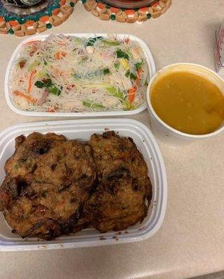 House Special Chow Mei Fun and Vegetable Egg Foo Young w/gravy