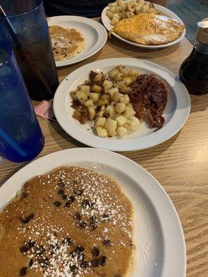 Ham and cheese frittata, chocolate chip pancake deliciousness