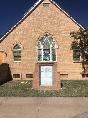 Former church repurposed as a great restaurant.