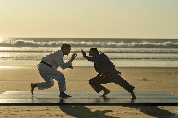 Joe and Sal Nunez training on the beach at Silver Strand