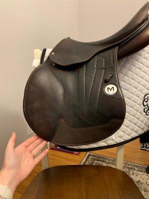 Saddle with wear strip added