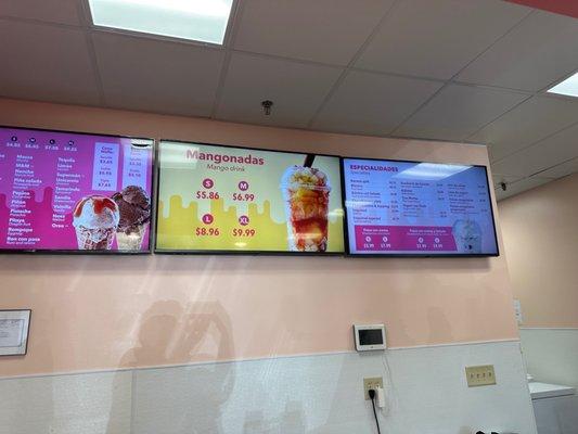 The electronic menu.