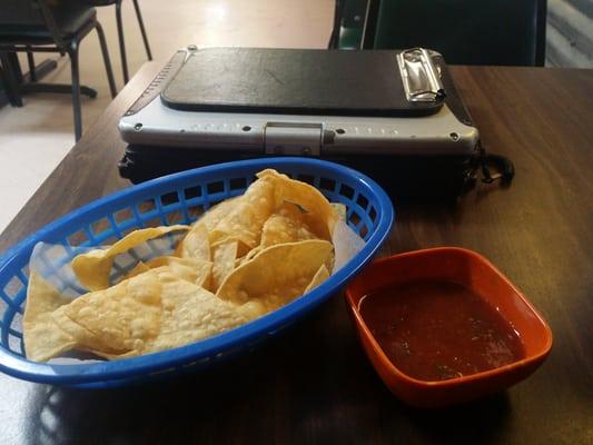 Chips and salsa made in house.