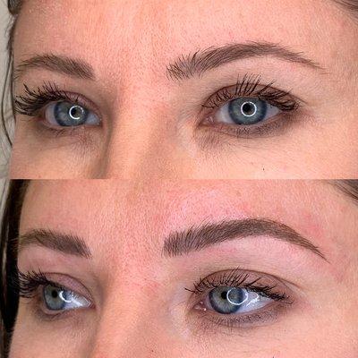 Microblading over previously tattooed