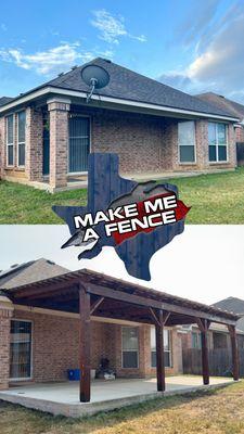 Before and after covered cedar pergola