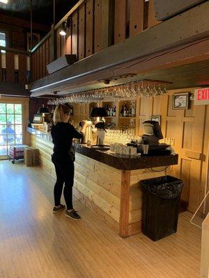 The full bar located inside the lodge.