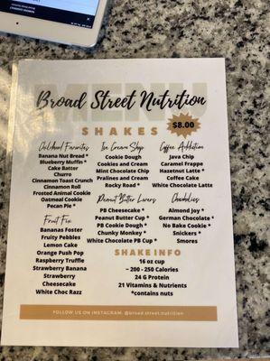 Shake menu