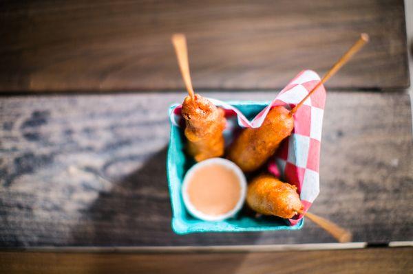 Lobster corn dogs. Photo by Ann Coen