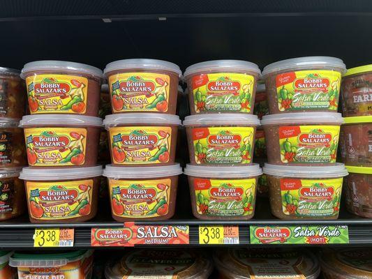 This salsa is amazing! Located in the Deli section where the fresh salsa and hummus dips are!