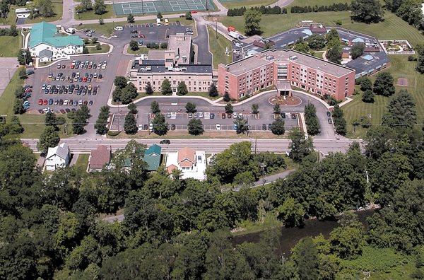 An aerial view of our campus: Elderwood at Waverly and Elderwood Assisted Living at Waverly.