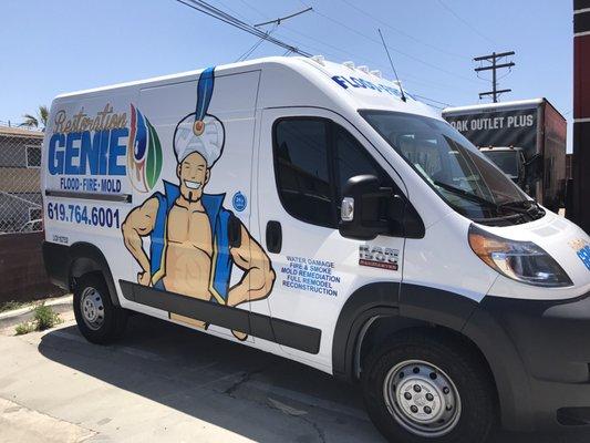 Restoration Genie company truck with a really great wrap.