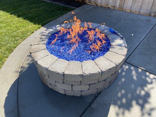 Fire pit looks good