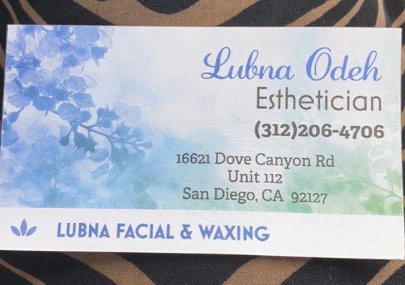 Her business card ! Book with her and tell her I sent ya !