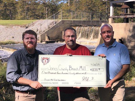 Donation to Brock Mill from our Annual Mill Run Bike Ride.