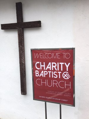 Welcome sign in front of the English Chapel