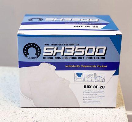 SH3500 NiOSH N95 Respirator Masks  Box of 20