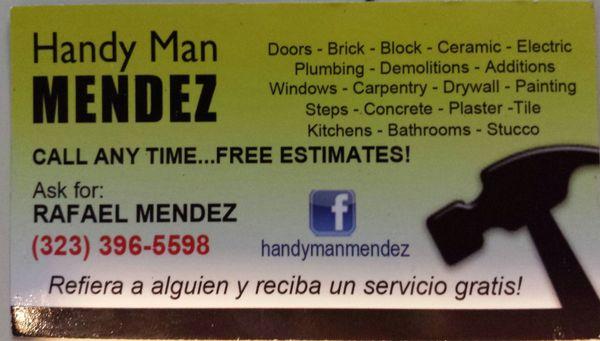 MENDEZ HANDYMAN  en Los Angeles REMODELACIONES Y ADICIONES ARREGLAMOS BANOS,COCINAS,GARAGE