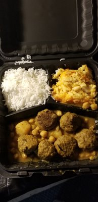 Curry Meatball Meal w/2 Sides & Bread: (1) Basmati Rice (2) Mac and Cheese (Southern Baked) (3) Garlic Cheddar Bread 6.8.20