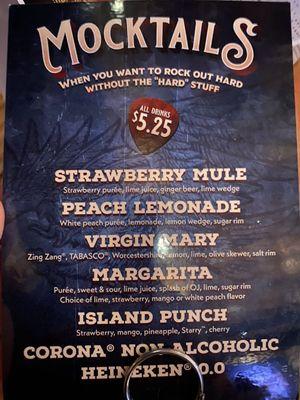 Mocktail menu