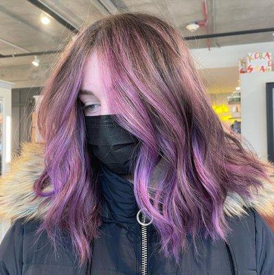 Balayage with fantasy colors by Victoria