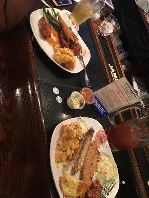 Lunch meals small caramel wings string beans and mac n cheese / whiting mac n cheese and potatoe salad