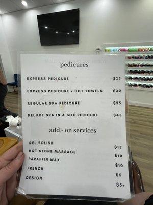 Pedicure prices!