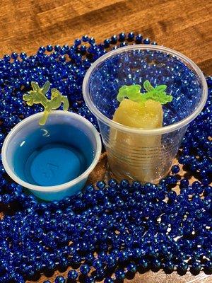 Tropical jello-o shot and spiked pineapple spears