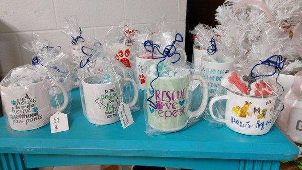 Some great hand made soaps in adorable pet themed mugs