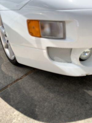 Damage to front bumper