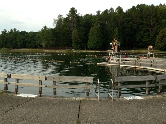 Swimming on the lake.