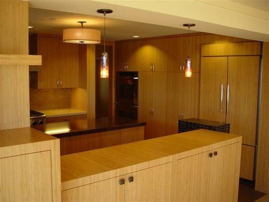 Custom bamboo cabinets in Sausalito. Exclusive detailing specifically suited to home & home owner!