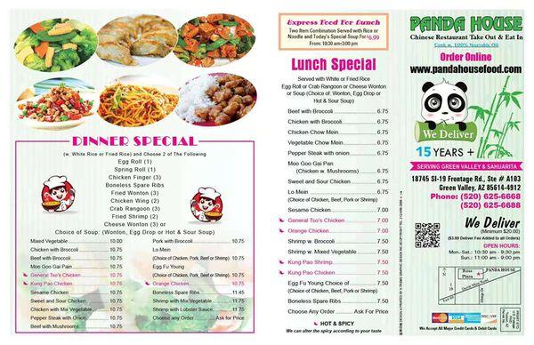 Panda house menu