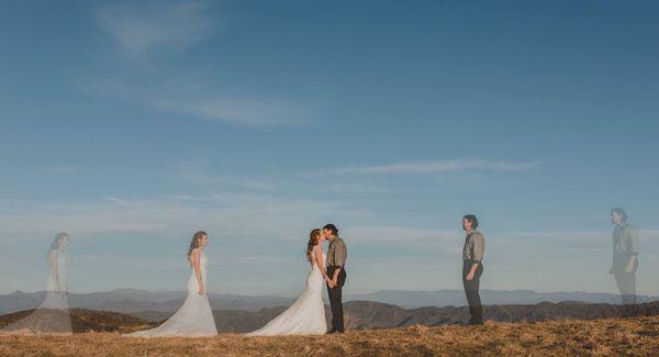 Wedding, couple, kissing, creative photo