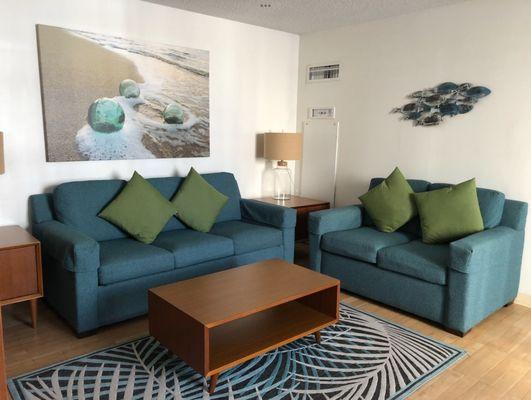 This is view of one part of living room of Aloha Towers one if the condos Vacation International has in Honolulu.