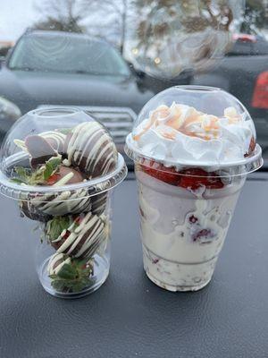 Crema fruita and chocolate covered strawberries