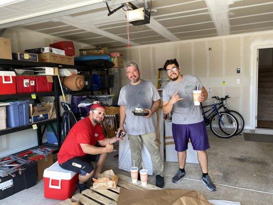 Joe, Armando, and Jake took a well earned break for lunch.