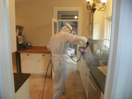 Disinfection of a kitchen