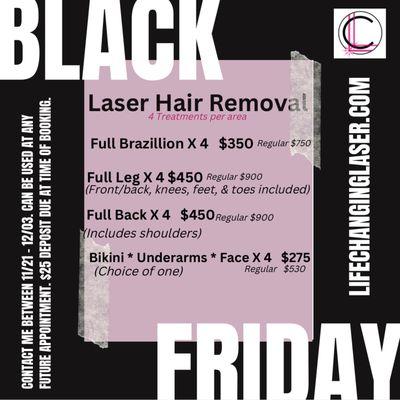 Black Friday specials on laser hair removal