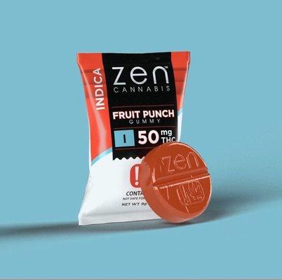 Zen Fruit Punch Indica, 50mg Gummy