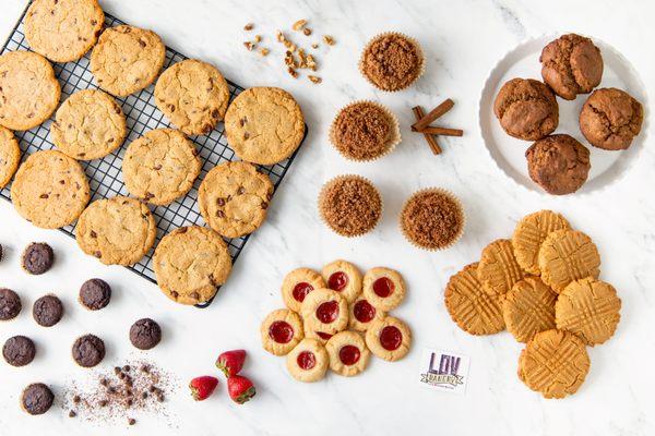 Organic vegan cookies, muffins, brownies & cakes! Available in-store, by mail order and on UberEats, GrubHub, Postmates & DoorDash.