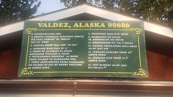 Interesting information about Valdez.