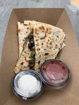 Veggie and bean quesadilla. Delicious!