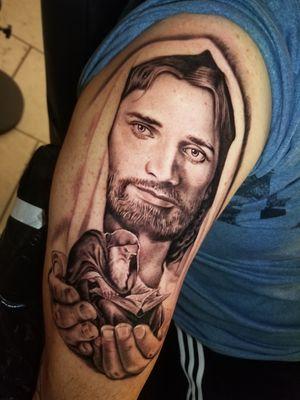 Religious sleeve in progress