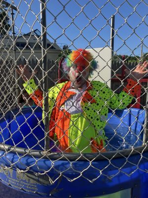 Clown in the dunk tank